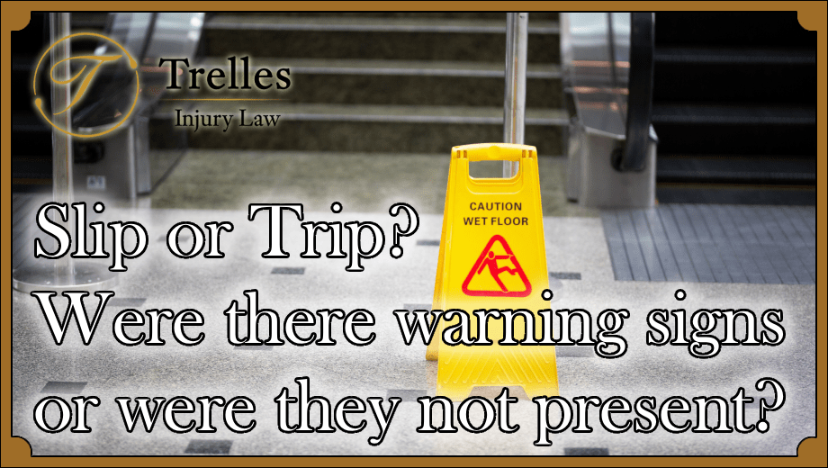 caution wet floor sign with blog title slip or trip? were there warning signs or were they not present?