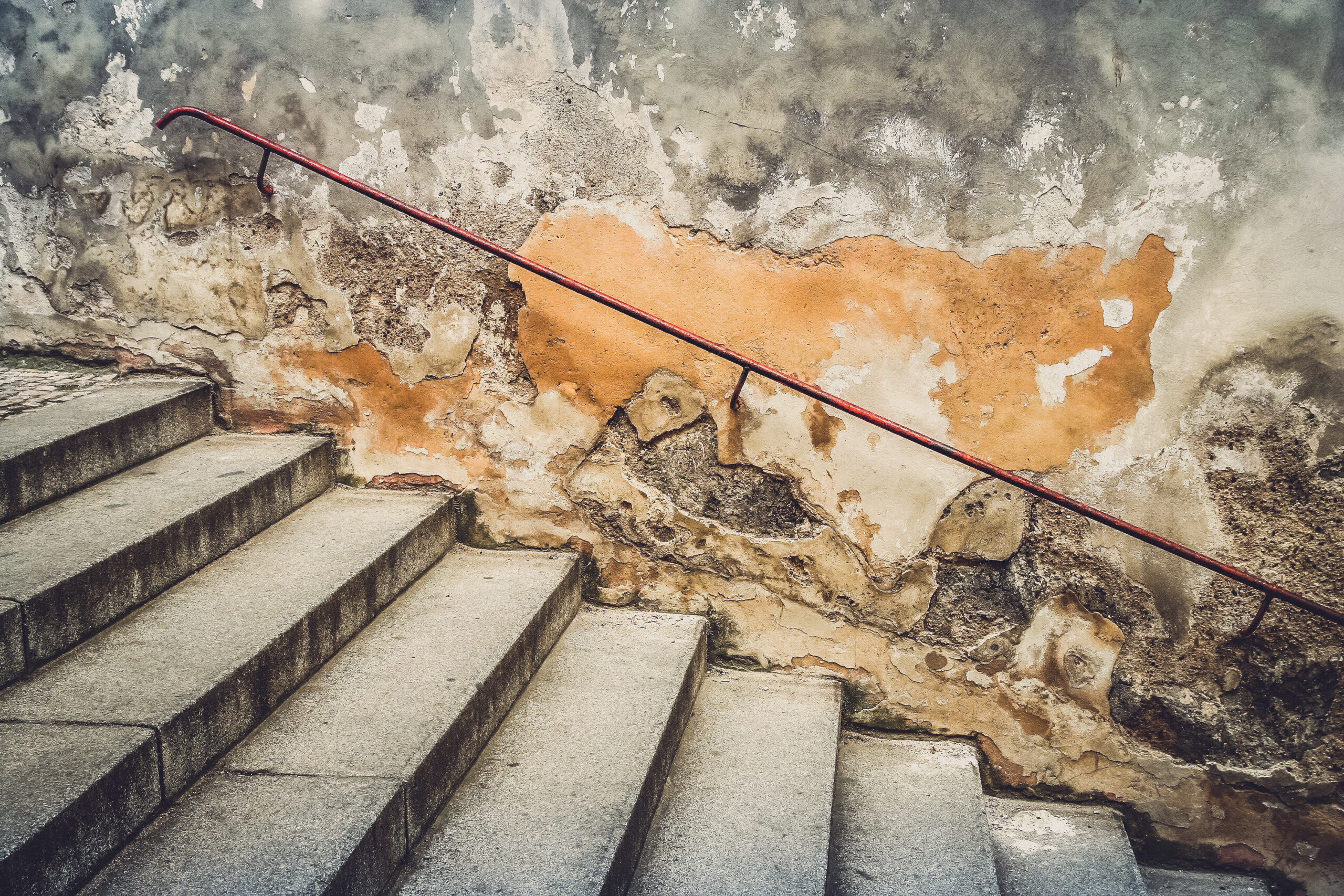 run down stair case